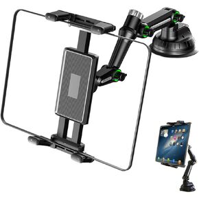 حامل اللوح للسيارات والشاحنة ، حامل جبل الزجاج الأمامي لأجهزة iPad ، حامل الهاتف الشاق الثقيل ، 360 درجة ، ذراعه ، وذراع ومستقرة ، متوافق مع الهاتف والكمبيوتر اللوحي