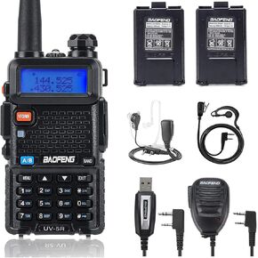 Baofeng UV-5R 8W الفرقة المزدوجة ذات الاتجاهين من راديو الاتصالات الطويلة RACKIE TALKIE مع بطارية أكثر من 1800 مللي أمبير في الساعة ، ميكروفون يدوي ، هوائي مكسب عالية ، أنبوب صوتي ، كابل برمجة USB in Kuwait