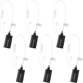 SAMCOM FPCN30A 2 Pin K Head Headset Radio Wireles Bluetooth Earpiece with Mic, Secure Surveillance Earpiece BTEAR01 Clear Airtube Coil Tube and PTT Ear Piece for Two Way Radio Walkie Talkies,6 Packs