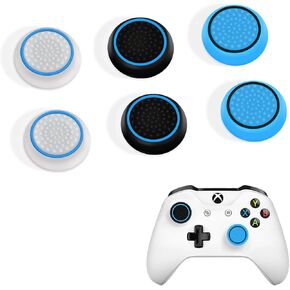 DLseego 6PCS Thumb Grips Caps for Xbox One X S PS5 PS4 PS3 PlayStation DualSense Switch Pro Wireless Controller Steam Deck, Soft Silicone Anti-Slip Button Cap Joystick Cover - Blue