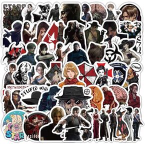 60PCS Resident Evi Stickers, Waterproof Vinyl Decals for Water Bottle, Laptop, Phone, Guitar, Terror Game Stickers for Fans Adults Teens Kids for Game Lovers