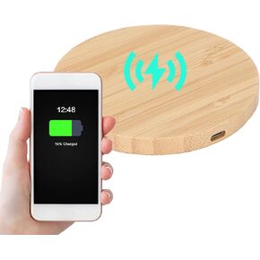 Wireless Charger Pad Bamboo Wood Cell Phone Wireless Chargers 10W Power Fast Charging Station with Charging Cable for Home Office, for S8, for S8 Plus, for S7, for S7 Edge, for S6, etc