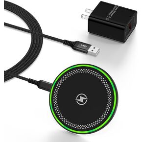 Android Charging Pad Wireless Charger Pad Station Station Fast Charging for Samsung Galaxy S25 Ultra S24Fe S24 Ultra Plus S23 Ultra S23FE S22 Ultra S21 ، Pixel 9 Pro ، iPhone 16 Pro Max ، مع محول 18W 18W