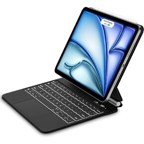 Magnetic Keyboard for iPad Air 11 inch M3 2025/M2 2024 & iPad Pro 11 inch (4th/3rd/2nd/1st) Gen 2022,iPad Air 5th/4th Gen 10.9",Full Area Trackpad with 7 Color Backlit Floating Keyboard-White