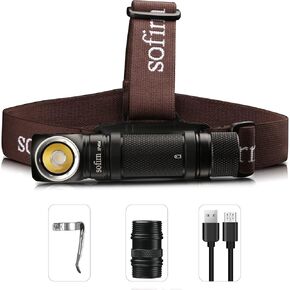 sofirn SP40A Rechargeable Headlamp, 1200 High Lumen Max Flashlight with LH351D 5000K 90 High CRI LED Headlight, TIR Lens, for Camping, Hiking, Fishing (Lens-5000K-Kit)