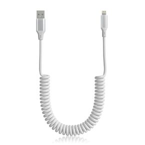 USB to Lightning CarPlay Cord, Coiled USB to Lightning Cable with Data Sync, for iPhone 14 13 12 11 Pro Max Plus Mini SE XS XR X 8 7 6 5, White