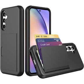 Samsung Galaxy A25 Case with Card Holder,Credit Card Slot Protective Wallet Case - Black