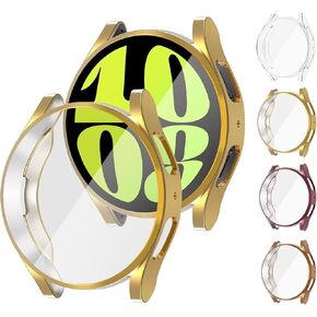 4 Pack for Samsung Galaxy Watch 6 Bluetooth 40mm 44mm Screen Protector Case,Galaxy Watch 6 Cover Soft TPU Plated Protective Case Scratch Resistant Protector Cover 40mm 44mm