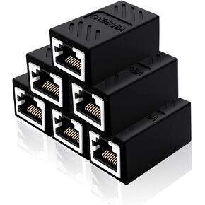 RJ45 CAT6 COUPLER ، موصل Ethernet Extender لـ CAT7/CAT6/CAT5E/CAT5 Ethernet Cable Extender ، Easy Connect ، أنثى باللون الأسود ، 6 حزمة