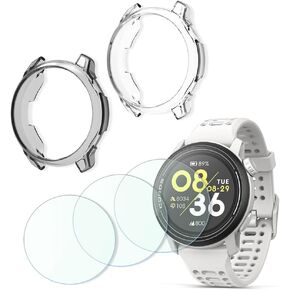 Compatible for COROS PACE 3 Sport Watch Screen Protector,Case TPU Soft Frame Cover and Tempered Glass Protective Film (Pack of 3+2)
