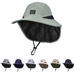 ZOORON UPF50+ UV Protection Kids Sun Hat Wide Brim Breathable Fishing Safari Beach Summer Hat for Boys Grils with Neck Flap
