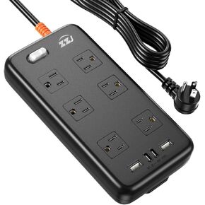 Power Strip Weatherproof, 10-in-1 Surge Protector with 6 Wide Outlets 2USB A and 2USB C,1875W/15A, 6FT Flat Plug Multi-Plug Outdoor Extension Cord for Indoor Outdoor, UL FCC Listed