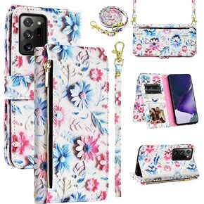 Wallet Case for Samsung Galaxy Note 20 Ultra 5G with Wrist Strap Shoulder Strap,PU Leather Stand Cell Phone Cover for Note20 Plus Notes 20Ultra Note20+ U + 20+ Twenty Not S20 Women Men Pink