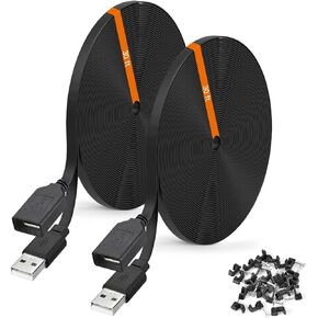 2-Pack 30ft Power Extension Cable Compatible with Wyze Cam v4,Wyze Cam Pan v3,Wyze OG,Wyze Cam v3 and v3 Pro Security Cameras - 9m Long Flat USB Male to Female Charging Cord, Black