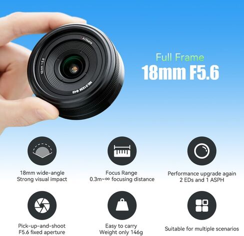 7Artisans 18 مم F5.6 عدسة فطيرة لـ Nikon Z Mount ، عدسة زاوية واسعة النطاق كاملة المتوافقة مع Nikon Z-Mountless Cameras Z6 Z5 Z6 II Z7 II in Kuwait