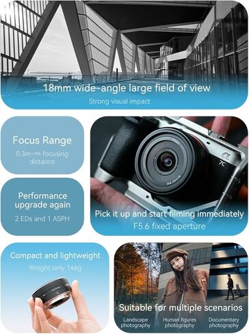 7Artisans 18 مم F5.6 عدسة فطيرة لـ Nikon Z Mount ، عدسة زاوية واسعة النطاق كاملة المتوافقة مع Nikon Z-Mountless Cameras Z6 Z5 Z6 II Z7 II in Kuwait