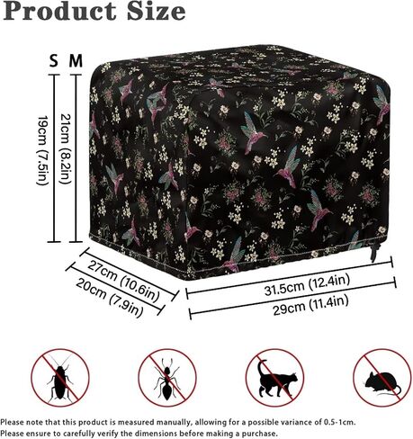 Babrukda Hummingbird Flowers Toaster Cover 4 Slice Trendy Bread Machine Cover with Drawstring Closure Small Kitchen Appliance Dust and Fingerprint Protection Home Decor Holiday Gifts in Saudi Arabia