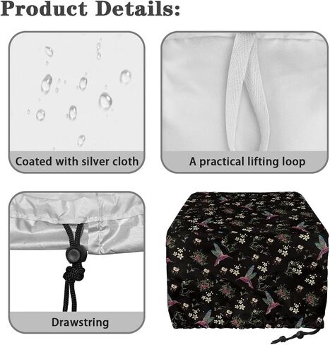 Babrukda Hummingbird Flowers Toaster Cover 4 Slice Trendy Bread Machine Cover with Drawstring Closure Small Kitchen Appliance Dust and Fingerprint Protection Home Decor Holiday Gifts in Saudi Arabia