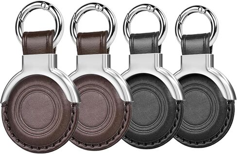 All-In Package Airtag Holder Designed Genuine Leather for Apple Airtags Keychains, Compact Design with Key Rings and Protective Casing for Airtag for Added Convenience (Black in Kuwait