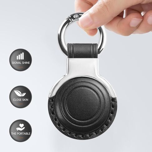 All-In Package Airtag Holder Designed Genuine Leather for Apple Airtags Keychains, Compact Design with Key Rings and Protective Casing for Airtag for Added Convenience (Black in Kuwait
