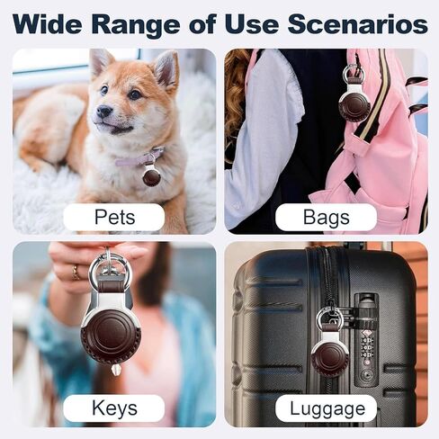 All-In Package Airtag Holder Designed Genuine Leather for Apple Airtags Keychains, Compact Design with Key Rings and Protective Casing for Airtag for Added Convenience (Black in Kuwait