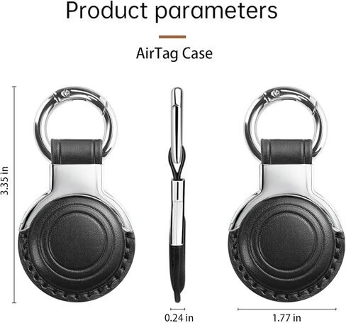 All-In Package Airtag Holder Designed Genuine Leather for Apple Airtags Keychains, Compact Design with Key Rings and Protective Casing for Airtag for Added Convenience (Black in Kuwait
