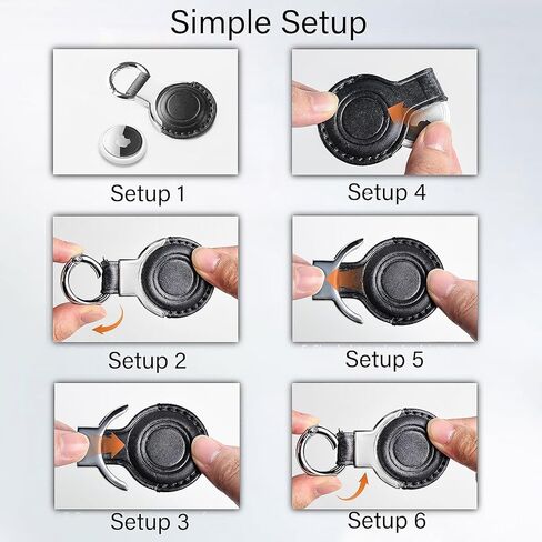 All-In Package Airtag Holder Designed Genuine Leather for Apple Airtags Keychains, Compact Design with Key Rings and Protective Casing for Airtag for Added Convenience (Black in Kuwait