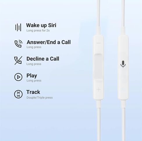 لسماعات الرأس iPhone سماعات الأذن/سماعات الأذن المدمجة في وحدة التحكم في مستوى الميكروفون المدمج متوافقة مع iPhone 14/13/11/11/XR/XS/X/8/7/SE/PRO MAX in Saudi Arabia