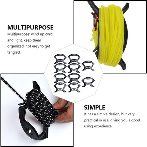DOITOOL 10pcs حبل الحبل الحبل اللاحق ويندر حبل منظم الحبل المظلة ويندر من أجل ، حبل ، خيوط ، خط الصيد ، يمنع تشابكات الارتداد والكرات ، L ، 13x9.9 سم ، أسود ، أسود in Saudi Arabia