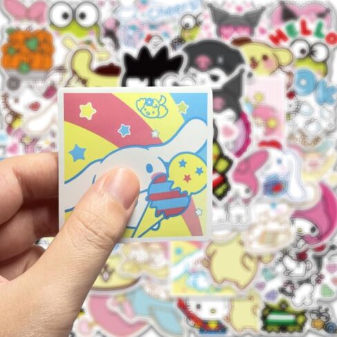 100PCS Sunriio Cute Cartoon Stickers for Kids and Girls,Hello Kawaii Kitty&Melody Korumi Decals Gifts for Phone,Laptop,Water Bottle,Guitar,Skateboard, Bike,Suitcase,Skateboard,Snowboard in Saudi Arabia