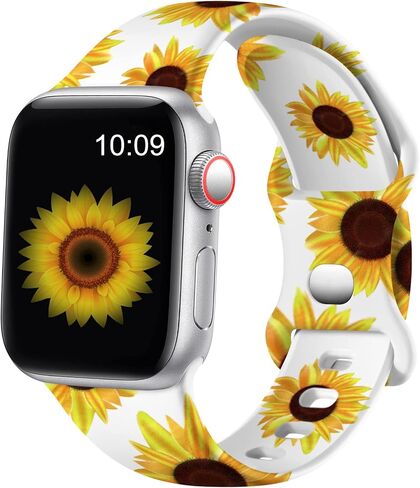 متوافق مع Easuny مع Watch Band 38mm 40mm 41mm 42mm 44mm 45mm 49mm للنساء ، والفراشات طباعة Silicone Silicone Floral Fadeless Wristband Sport Sert in Kuwait