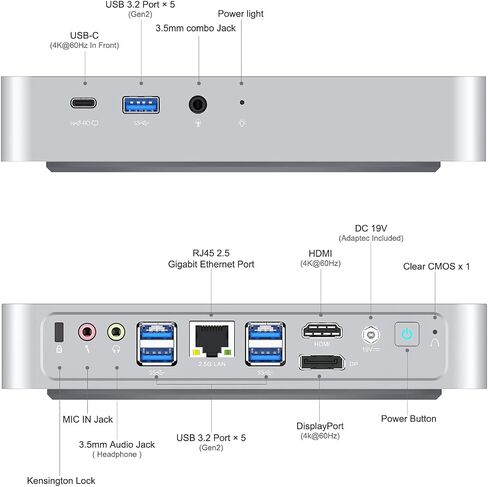minisforum elitemini th60 mini pc 11th gen core i5-11400h كمبيوتر سطح المكتب ، ذاكرة الوصول العشوائي 16GB 512GB NVME SSD ، HDMI/DP/USB-C (4K@60Hz) مخرجات ， 2.5G RJ45 ، 5xUSB ، توسيع SSD SLOT ، INTEL UHD (REDENED) in Kuwait