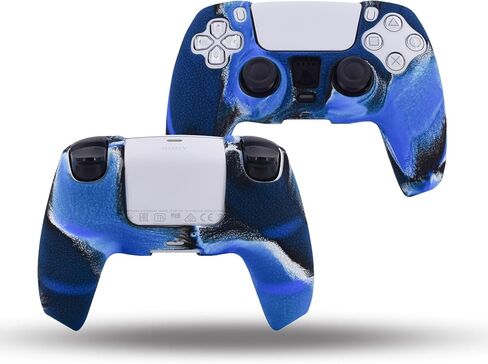 Grips متوافقة مع الجلد PS5 وحدة تحكم ، قبضة السيليكون لـ PlayStation 5 وحدة تحكم الغطاء المضاد للانزلاق لوقاية وحدة التحكم PS5 -pack2 مع 8pcs pro thumb grips -black camoublue in Kuwait