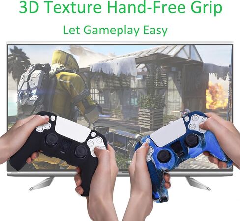 Grips متوافقة مع الجلد PS5 وحدة تحكم ، قبضة السيليكون لـ PlayStation 5 وحدة تحكم الغطاء المضاد للانزلاق لوقاية وحدة التحكم PS5 -pack2 مع 8pcs pro thumb grips -black camoublue in Kuwait