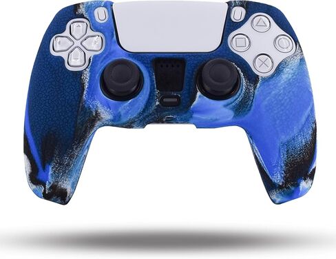 Grips متوافقة مع الجلد PS5 وحدة تحكم ، قبضة السيليكون لـ PlayStation 5 وحدة تحكم الغطاء المضاد للانزلاق لوقاية وحدة التحكم PS5 -pack2 مع 8pcs pro thumb grips -black camoublue in Kuwait