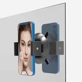 Phone Black Suction Cup Grip for iPhone: Phone Case Accessories Phone Back Holder Sticky Grip Suction Mount for Magsafe Silicone Suction Cup Grippy Stick Stand for Shower Wall Mirror