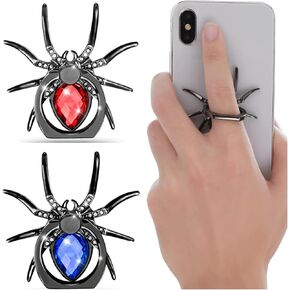 Metallic Spider Phone Ring Holder Grip, 2 pcs Spider Phone Based Holder Stand for Desk-Expandable Phone Grip Stand with 360° Rotatable Phone Ring Holde Compatible with All Smartphone