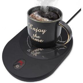 Coffee Mug Warmer for Desk – 5 Temp Gears Electric Coaster – 12 hrs Auto Shutoff Waterproof Plate for Heating Tea Cocoa Milk – Heats up to 203 ℉ – Smart Beverage Warming (Black - 200 Watt)