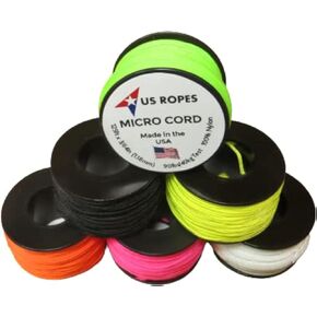 6 Pack Tactical Nylon Micro Cord 1.18mm X 125ft Lightweight Braided Cord (3/64" Diameter) on Spool Camping Boating Home Fishing Garden Jewelry 90lb Test Breaking Load (Neon)