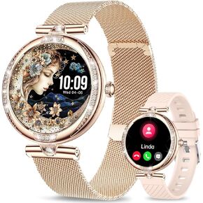 GADIXY Smart Watches for Women(Make/Answer Call) with Diamond:1.1" AMOLED Fitness Tracker for Heart Rate/Blood Pressure/SpO2/Sleep Monitor,Running Smartwatch for Android/iOS