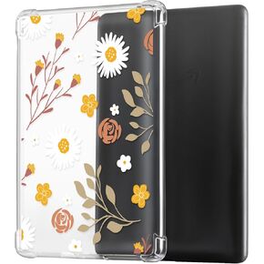 CoBak Clear Case for All-New Kindle Paperwhite 11th Gen 2021 & Signature Edition(6.8") - Lightweight, Scratch-Proof Silicone Back Cover with Playful Flower Design