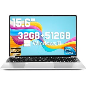 2025 Latest Windows 11 Laptop 15.6'', 32GB Dual-Channel RAM 512GB SSD, Intel N5095 Processor(Max 2.9GHz), 1080P Full HD Display, Backlit Keyboard, Fingerprint, Webcam, USB3.0, HDMI, WiFi5, BT