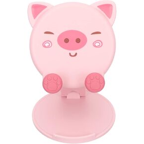 LUOZZY Cute Foldable Phone Stand Pink Phone Holder Adjustable Pig Cell Phone Stand Desk Portable Accessories for All Phones