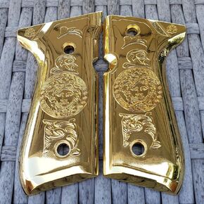 Custom Grips for Beretta 92 Series, Also Will fit Beretta 92F, 92FS, M9, 96 Grips Gold Plated Grip Screws Included