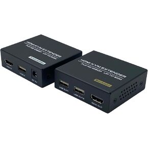 HDMI KVM USB Extender ، 1080p@60Hz HDMI Extender على CAT5E/6 Transmit Video 50m (165ft) للإشارات عن بُعد للماوس ولوحة المفاتيح ، مع وظيفة حلقة Out