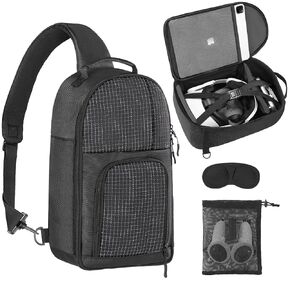 Carrying Case for Quest 3/ Quest 2/Vision Pro. Waterproof Travel Sling Bag for VR All-in-One Gaming Headset and Touch Controllers Accessories with DIY Main Compartment and Thicken Pad