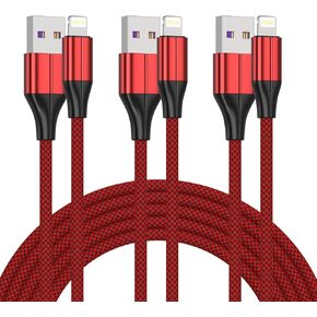 Short iPhone Charger [MFi Certified], 3 Pack 1 feet Short Lightning Cable & Data Sync Fast 1 Foot iPhone Cord Compatible with iPhone Xs max/xr/x/8/8 Plus/7/7 Plus/6/6s Plus/5s/5,iPad (Red)