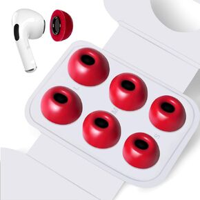 Memory Foam Ear Tips for Airpods Pro and Airpods Pro 2nd Generation with Noise Reduction Hole, Memory Foam Earbud Tips, Earbud Replacement Tips 3 Pairs S/M/L - Red
