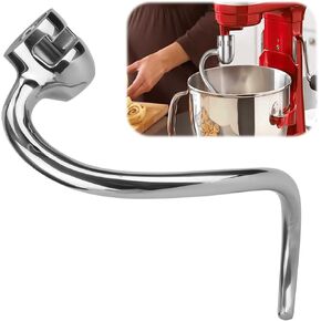 6qt Dough Hook Attachment For Kitchenaid Bowl-Lift Stand Mixers, Stainless Steel Spiral Dough Hook Fits Models KP26M1X KT25G8X KB26G1X KL26M8X KV25GOX Pro 600 Series (silver)