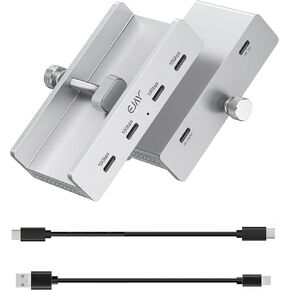 10GBPS USB C HUB-EJAY 4Ports Aluminium USB 3.2 Docking Hub Clamp Design for Desk/Computor مع منفذ تزويد الطاقة الإضافي و 47 بوصة كابل بيانات طويل و 39 بوصة كابل طاقة (JK-4C-SV) in Kuwait